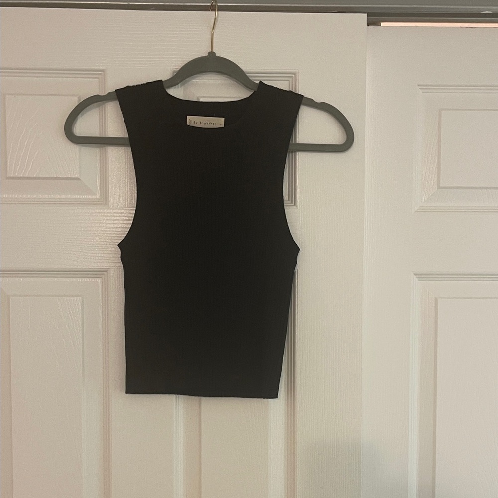 Together Black Ribbed Tank Top